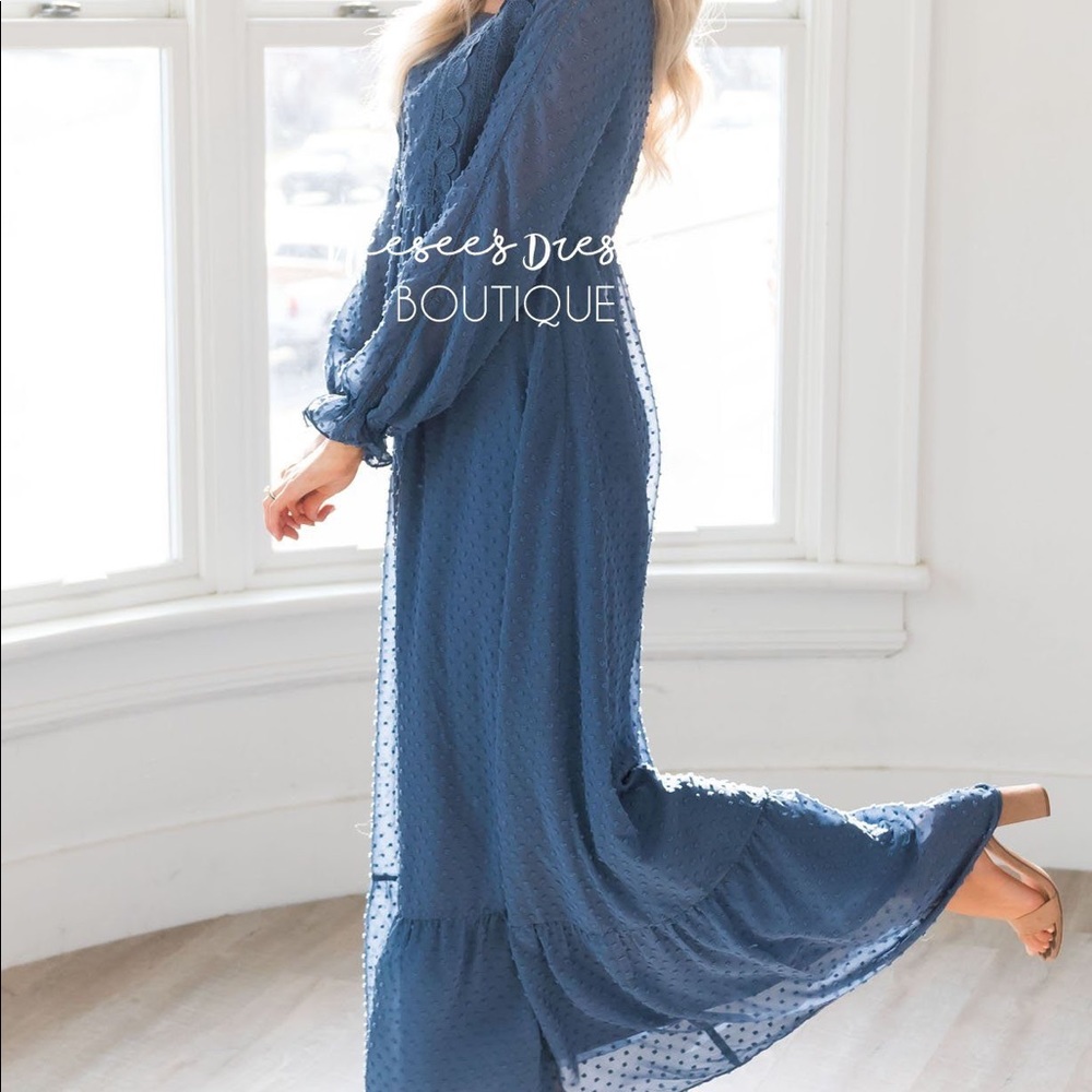 Dark Blue Orange Creek Maxi Dress